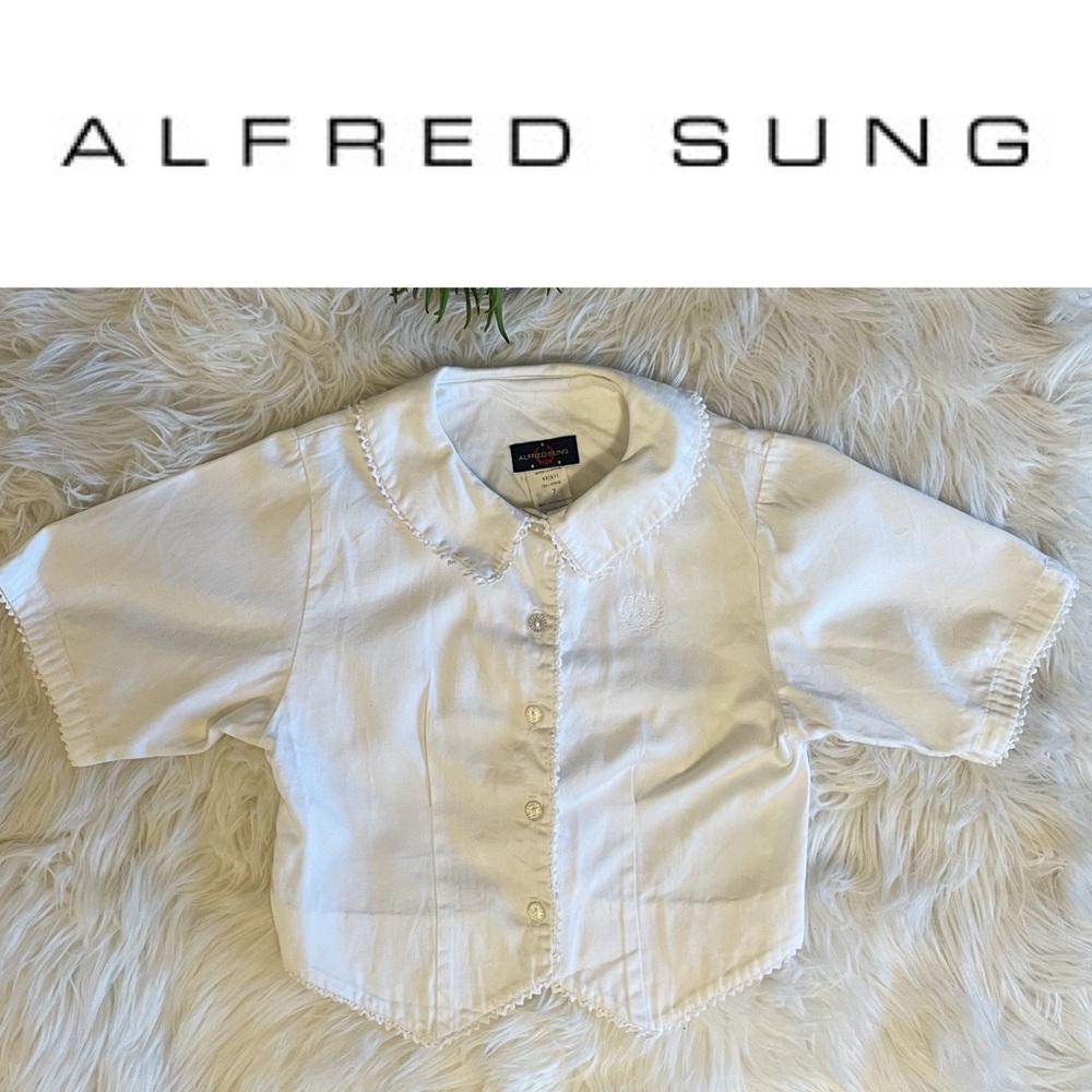 Vintage ALFRED SUNG kids cotton collared white top
